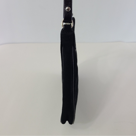 YSL Yves Saint Laurent Suede Patent Leather Demi Pouchette Pochette Baguette Bag - Picture 3 of 16